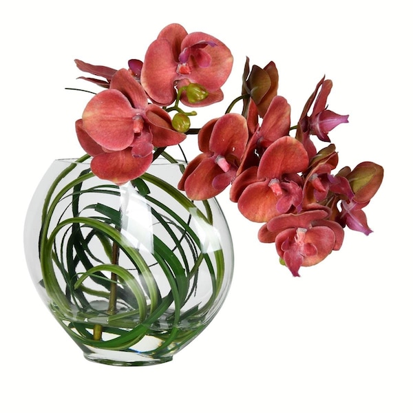 Dare2Decor 9.8 in. Purple Orchid In Glass Pot DA2677121 - main